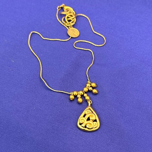 VTG Anne Klein II Brushed Satin Gold-Plated Pendant Necklace - Picture 5 of 14